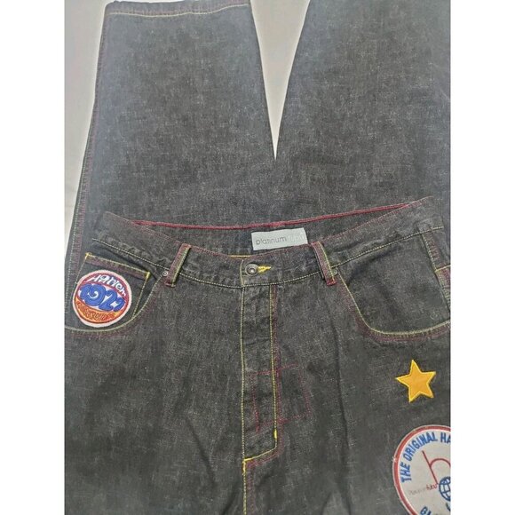 Platinum Fubu Harlem Globetrotters Limited Ed. Black Men's Jeans Sz 35 90's Y2K - Picture 7 of 16
